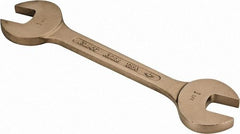 Ampco - 1-1/4" x 1-7/16" Nonsparking Open End Wrench - 14-3/8" OAL, Double End, Plain Finish, 15° Head Angle - Exact Tool & Supply