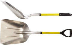 Ampco - 11" High x 14" Wide Square Aluminum Shovel - 40" Long Fiberglass D-Grip Handle, No Step - Exact Tool & Supply