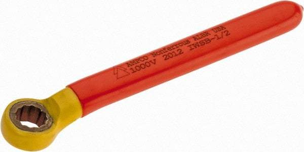 Ampco - 1/2" 12 Point Insulated Offset Box Wrench - Single End, 5-7/8" OAL, Aluminum Bronze - Exact Tool & Supply