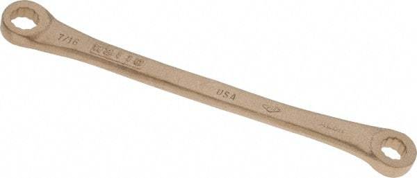 Ampco - 3/8" x 7/16" 12 Point Offset Box Wrench - Double End, 7-3/4" OAL, Aluminum Bronze - Exact Tool & Supply