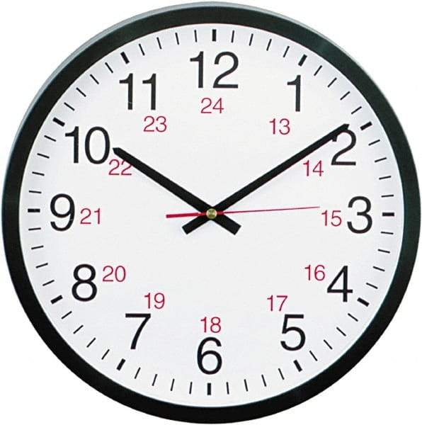 UNIVERSAL - 11-1/2 Inch Diameter, White Face, Dial Wall Clock - Analog Display, Black Case, Runs on AA Battery - Exact Tool & Supply