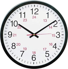 UNIVERSAL - 11-1/2 Inch Diameter, White Face, Dial Wall Clock - Analog Display, Black Case, Runs on AA Battery - Exact Tool & Supply