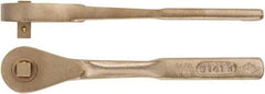 Ampco - 3/4" Drive Pear Head Quick-Release Ratchet - Chrome Finish, 18" OAL, 12 Gear Teeth, Ergonomic Handle - Exact Tool & Supply