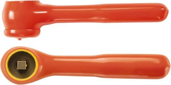Ampco - 3/8" Drive Round Head Quick-Release Ratchet - Insulated Finish, 7-3/4" OAL, 12 Gear Teeth, Insulated Handle - Exact Tool & Supply