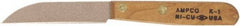 Ampco - 3-1/8" Long Blade, Nickel-Tin-Copper Alloy, Fine Edge, Fixed Blade Knife - 6.75" OAL, Wood Handle - Exact Tool & Supply