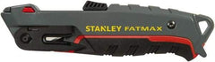 Stanley - Retractable Utility Knife - 1/2" Bi-Metal Blade, Gray Bi-Material Handle, 6 Blades Included - Exact Tool & Supply