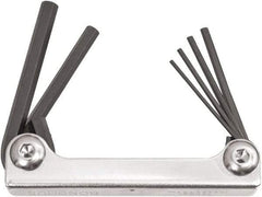 Bondhus - 6 Piece Fold-Up Ball End Hex Key Set - Hex Range 3 to 10mm, 7-1/2" OAL, Protanium High Torque Steel - Exact Tool & Supply