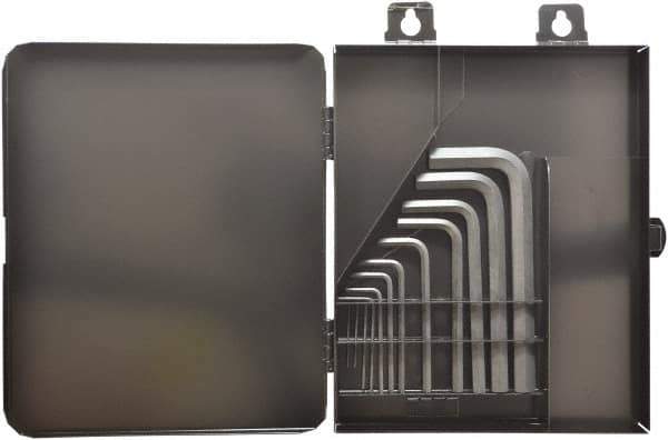 Bondhus - 12 Piece L-Key Ball End Hex Key Set - Hex Range 0.7 to 10mm, 8" OAL, Protanium High Torque Steel - Exact Tool & Supply