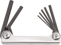 Bondhus - 7 Piece Fold-Up Ball End Hex Key Set - Hex Range 2 to 8mm, 6.63" OAL, Protanium High Torque Steel - Exact Tool & Supply