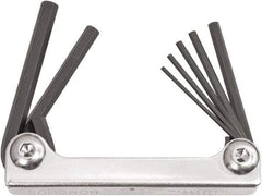 Bondhus - 7 Piece Fold-Up Ball End Hex Key Set - Hex Range 1.5 to 6mm, 5-3/4" OAL, Protanium High Torque Steel - Exact Tool & Supply