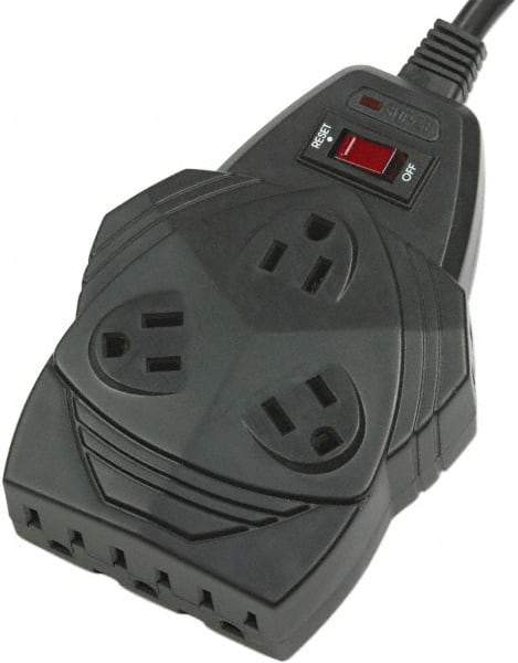 FELLOWES - 8 Outlets, 120 Volts, 15 Amps, 6' Cord, Surge Power Outlet Strip - Floor Mount, 5-15R NEMA Configuration - Exact Tool & Supply