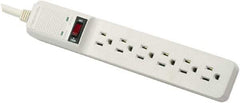 FELLOWES - 6 Outlets, 120 Volts, 15 Amps, 15' Cord, Surge Power Outlet Strip - Floor Mount, 5-15R NEMA Configuration - Exact Tool & Supply
