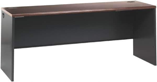 Hon - Steel-Reinforced High-Pressure Laminate/Metal Desk Shell - 60" Wide x 30" Deep x 29" High, Mahogany/Charcoal - Exact Tool & Supply