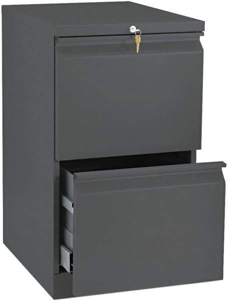 Hon - 15" Wide x 28" High x 19-7/8" Deep, 2 Drawer Mobile Pedestal - Steel, Charcoal - Exact Tool & Supply