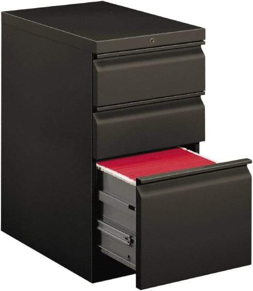 Hon - 15" Wide x 28" High x 22-7/8" Deep, 3 Drawer Mobile Pedestal - Steel, Charcoal - Exact Tool & Supply