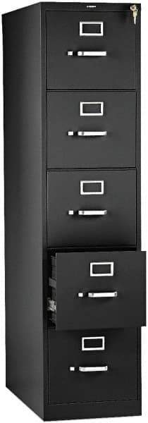 Hon - 26" Wide x 60" High x 26-1/2" Deep, 5 Drawer Vertical File with Lock - Steel, Black - Exact Tool & Supply