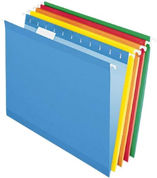 Pendaflex - 8-1/2 x 11", Letter Size, Assorted Colors, Standard Hanging File Folders - 11 Point Stock, 1/5 Tab Cut Location - Exact Tool & Supply
