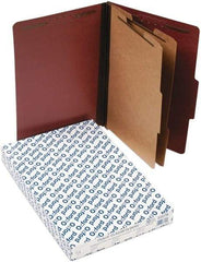 Pendaflex - 8-1/2 x 14", Legal, Red, Classification Folders with Top Tab Fastener - 11 Point Stock, 2/5 Tab Cut Location - Exact Tool & Supply