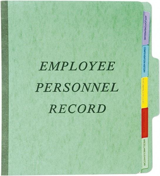 Pendaflex - 8-1/2 x 11", Letter Size, Green, Personnel File Folder - 11 Point Stock, 1/3 Tab Cut Location - Exact Tool & Supply