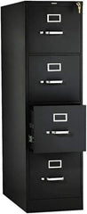 Hon - 15" Wide x 52" High x 26-1/2" Deep, 4 Drawer Vertical File with Lock - Steel, Black - Exact Tool & Supply