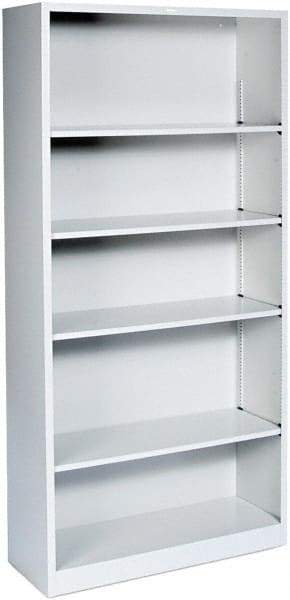 Hon - 5 Shelf, 71" High x 34" Wide Bookcase - 12" Deep, Steel, Light Gray - Exact Tool & Supply