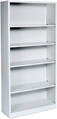 Hon - 5 Shelf, 71" High x 34" Wide Bookcase - 12" Deep, Steel, Light Gray - Exact Tool & Supply