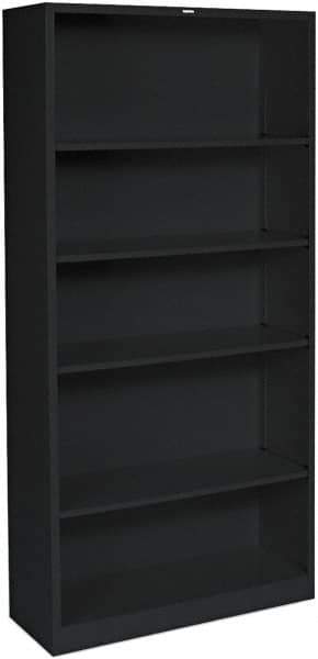 Hon - 6 Shelf, 72" High x 36" Wide Bookcase - 14.19" Deep, Wood Veneer, Medium Oak - Exact Tool & Supply