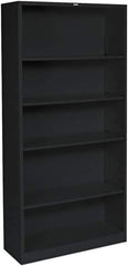 Hon - 6 Shelf, 72" High x 36" Wide Bookcase - 14.19" Deep, Wood Veneer, Medium Oak - Exact Tool & Supply