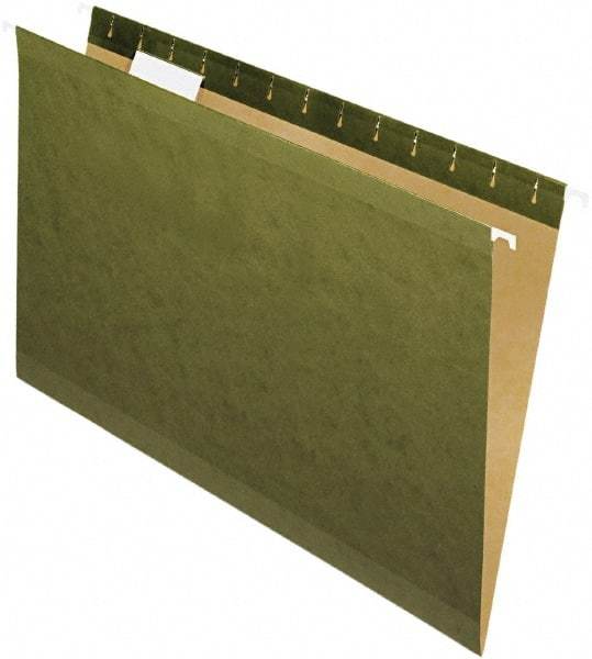 Pendaflex - 8-1/2 x 14", Legal, Standard Green, Standard Hanging File Folders - 11 Point Stock, 1/5 Tab Cut Location - Exact Tool & Supply