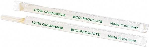 ECO PRODUCTS - Compostable Straws, 7 3/4", Corn Plastic, Clear - Use with Beverages - Exact Tool & Supply