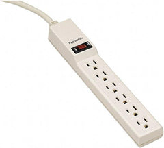 FELLOWES - 6 Outlets, 120 Volts, 15 Amps, 4' Cord, Standard Power Outlet Strip - Floor Mount, 5-15R NEMA Configuration - Exact Tool & Supply