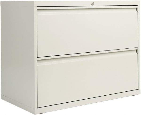 ALERA - 36" Wide x 29" High x 19-1/4" Deep, 2 Drawer Lateral File with Lock - Steel, Light Gray - Exact Tool & Supply