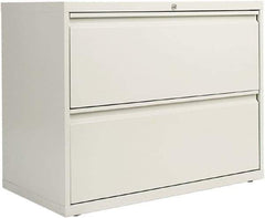 ALERA - 36" Wide x 29" High x 19-1/4" Deep, 2 Drawer Lateral File with Lock - Steel, Light Gray - Exact Tool & Supply