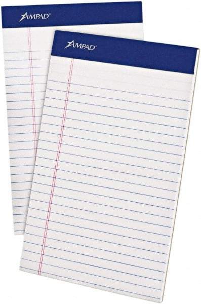 AMPAD - 50 Sheet, 5 x 8", Jr. Legal (Style) Writing Pad - White - Exact Tool & Supply