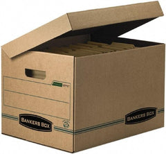 BANKERS BOX - 1 Compartment, 12 Inch Wide x 15 Inch Deep x 10 Inch High, File Storage Box - Paper, Kraft and Green - Exact Tool & Supply