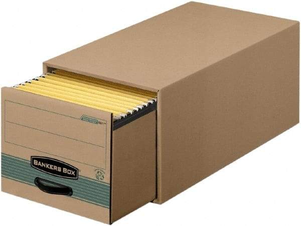BANKERS BOX - 1 Compartment, 12 Inch Wide x 23 Inch Deep x 10 Inch High, File Storage Box - Steel Support Frame, Kraft and Green - Exact Tool & Supply