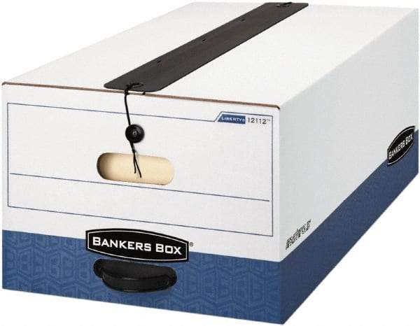 BANKERS BOX - 1 Compartment, 15 Inch Wide x 24 Inch Deep x 10 Inch High, File Storage Box - Paper, White and Blue - Exact Tool & Supply