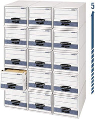 BANKERS BOX - 1 Compartment, 15 Inch Wide x 23 Inch Deep x 10 Inch High, File Storage Box - Steel Wire Frame, White and Blue - Exact Tool & Supply