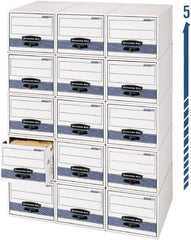 BANKERS BOX - 1 Compartment, 12 Inch Wide x 23 Inch Deep x 10 Inch High, File Storage Box - Steel Wire Frame, White and Blue - Exact Tool & Supply