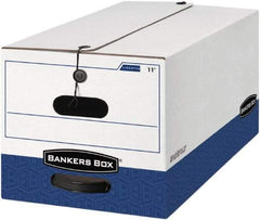 BANKERS BOX - 1 Compartment, 15 Inch Wide x 24 Inch Deep x 10 Inch High, File Storage Box - 1 Ply Side, 2 Ply Bottom, 2 Ply End, White and Blue - Exact Tool & Supply