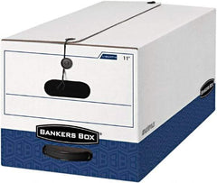 BANKERS BOX - 1 Compartment, 12 Inch Wide x 24 Inch Deep x 10 Inch High, File Storage Box - 1 Ply Side, 2 Ply Bottom, 2 Ply End, White and Blue - Exact Tool & Supply