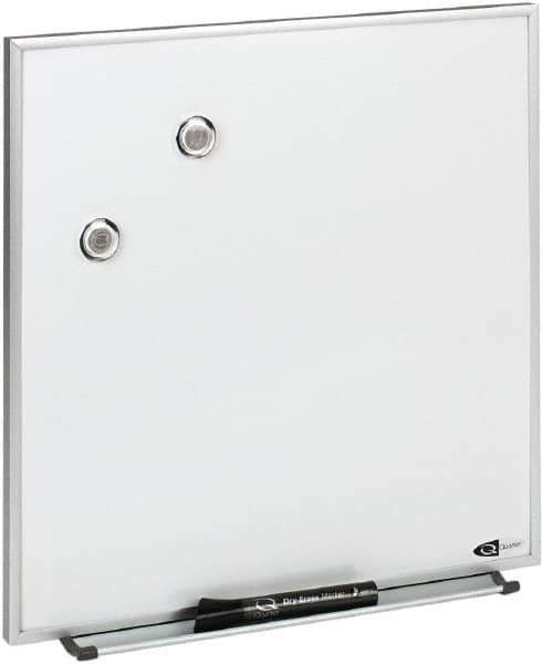 Quartet - 16" High x 16" Wide Enameled Steel Magnetic Marker Board - Aluminum Frame, 1-1/4" Deep, Includes Accessory Tray/Rail, One Dry-Erase Marker & Magnets & Mounting Kit - Exact Tool & Supply