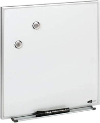 Quartet - 16" High x 16" Wide Enameled Steel Magnetic Marker Board - Aluminum Frame, 1-1/4" Deep, Includes Accessory Tray/Rail, One Dry-Erase Marker & Magnets & Mounting Kit - Exact Tool & Supply