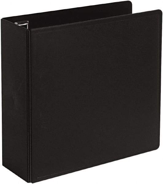Cardinal - 4" Sheet Capacity, 8-1/2 x 11", Non-View Ring Binder - Vinyl, Black - Exact Tool & Supply