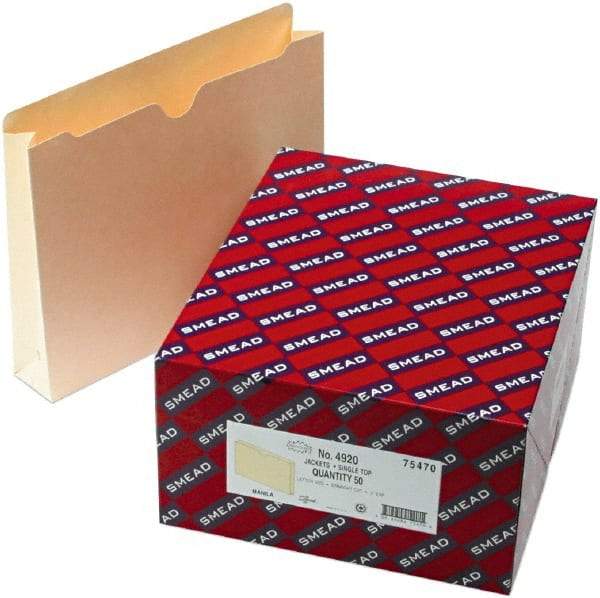 Samsill - 8-1/2 x 11", Letter Size, Manila, File Jacket/Sleeve/Wallet with Expanding Jacket - 11 Point Stock, Straight Tab Cut Location - Exact Tool & Supply