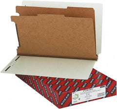 Samsill - 8-1/2 x 14", Legal, Gray-Green, Classification Folders with End Tab Fastener - 11 Point Stock, Straight, 1/3 Tab Cut Location - Exact Tool & Supply