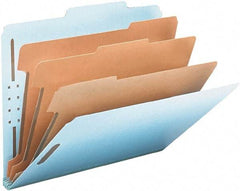 Samsill - 8-1/2 x 11", Letter Size, Blue, Classification Folders with Top Tab Fastener - 11 Point Stock, 2/5 Tab Cut Location - Exact Tool & Supply