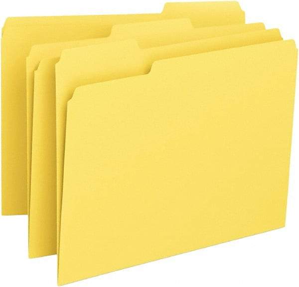 Samsill - 8-1/2 x 11", Letter Size, Yellow, File Folders with Top Tab - 11 Point Stock, 1/3 Tab Cut Location - Exact Tool & Supply