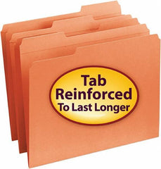 Samsill - 8-1/2 x 11", Letter Size, Orange, File Folders with Top Tab - 11 Point Stock, 1/3 Tab Cut Location - Exact Tool & Supply