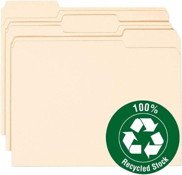 Samsill - 8-1/2 x 11", Letter Size, Manila, File Folders with Top Tab - 11 Point Stock, 1/3 Tab Cut Location - Exact Tool & Supply